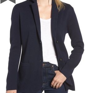 J. Crew 100% Merino Wool Sweater Blazer Navy Blue, XS, Perfect Condition F4493